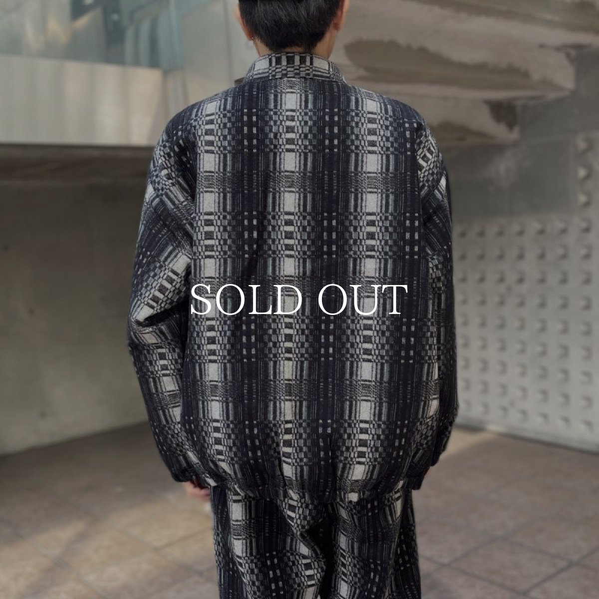 画像3: CALEE  O/S DOBBY CHECK HARRINGTON TYPE JACKET (BLACK / WHITE) (3)