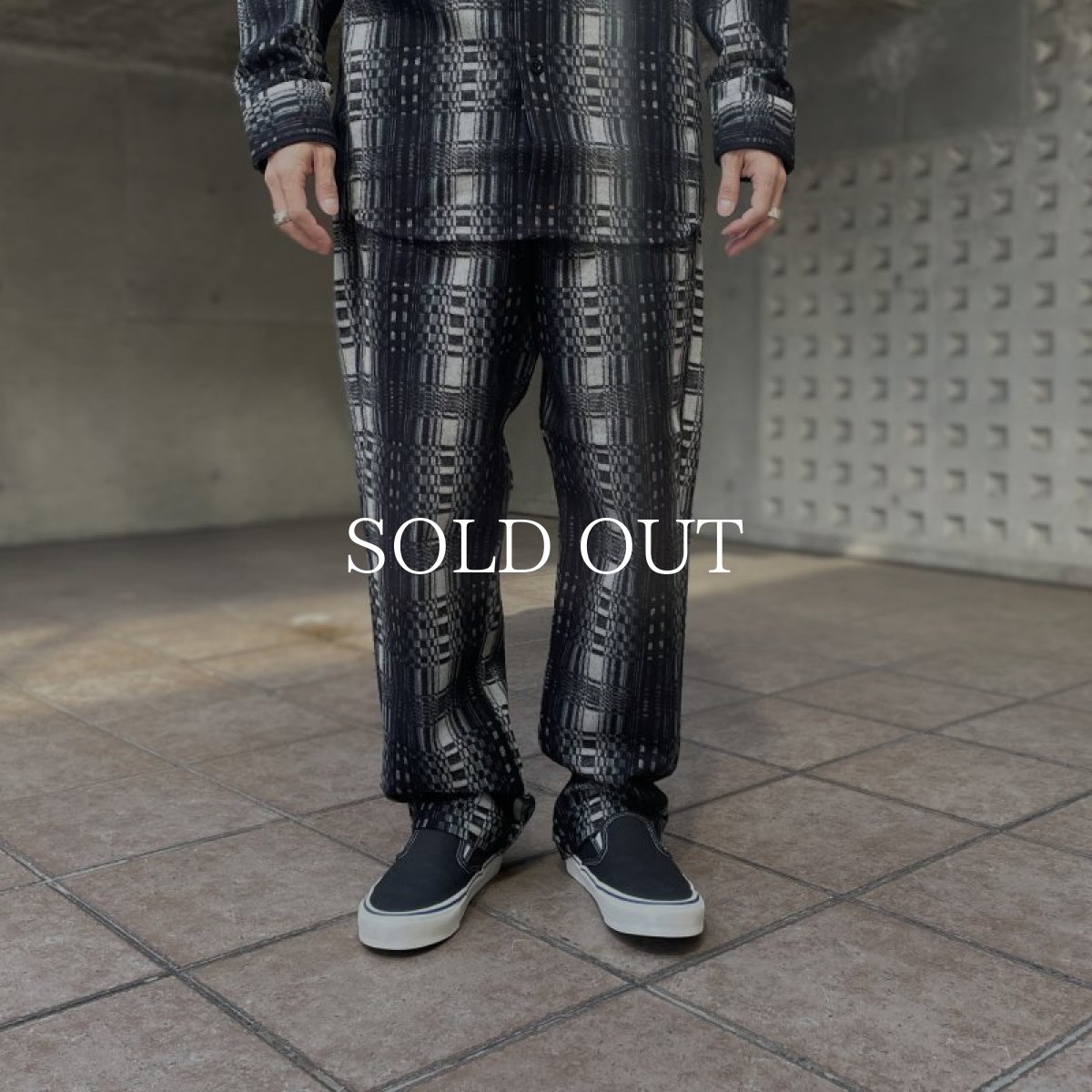 画像7: CALEE  O/S DOBBY CHECK EASY TROUSERS (BLACK / WHITE) (7)