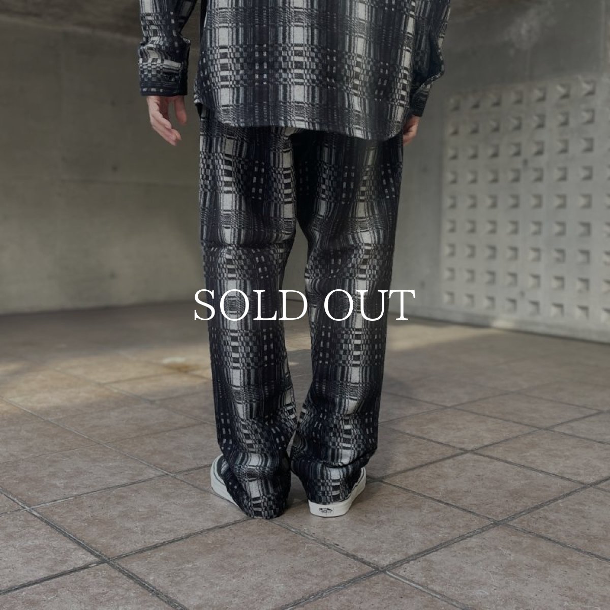 画像8: CALEE  O/S DOBBY CHECK EASY TROUSERS (BLACK / WHITE) (8)