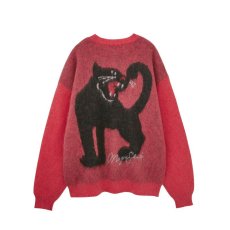 画像2: MAGIC STICK  Mohair Black Panther Crew knit (Salmon Red) (2)