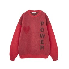 画像1: MAGIC STICK  Mohair Black Panther Crew knit (Salmon Red) (1)