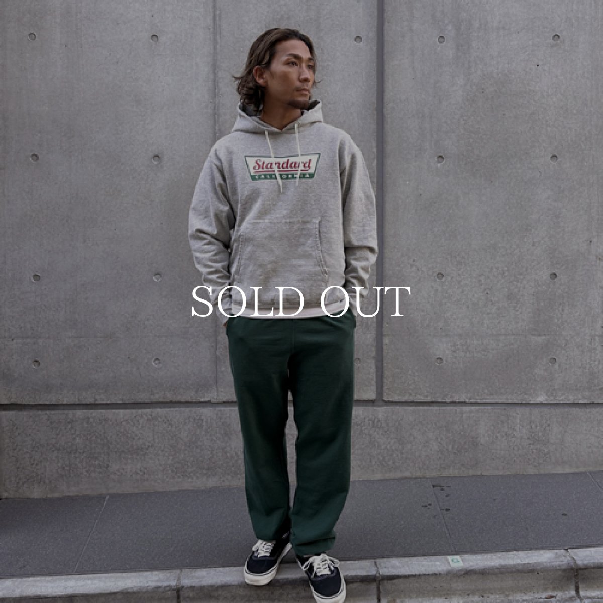画像2: STANDARD CALIFORNIA  SD US Cotton Logo Hood Sweat (Gray) (2)