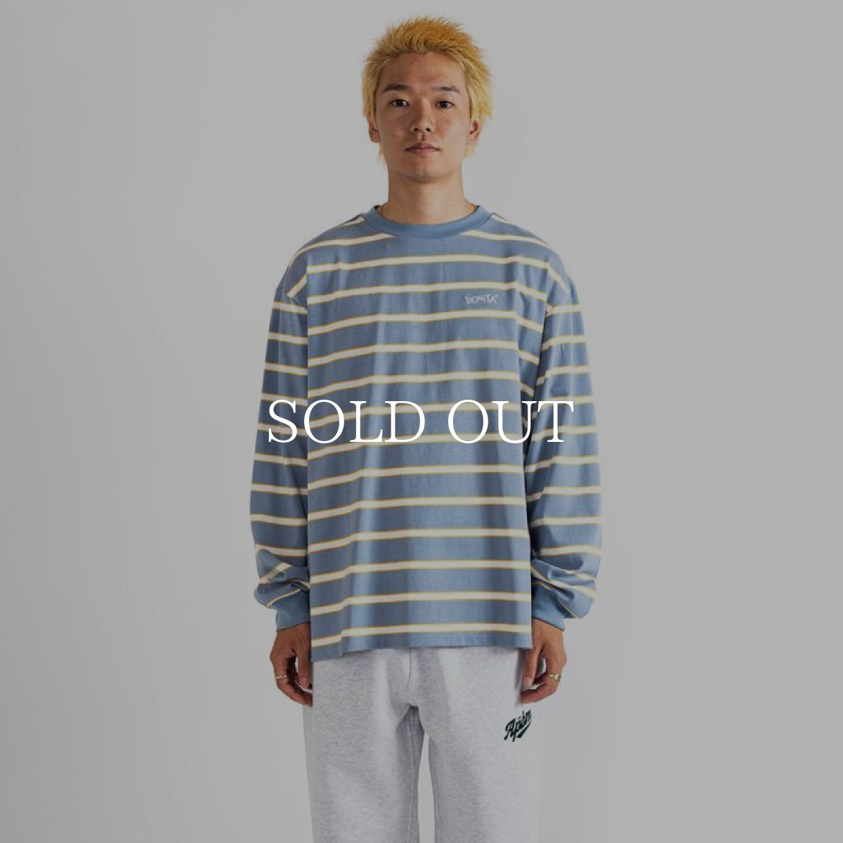 画像2: APPLEBUM  "Bonita" Border L/S T-shirt (Smoke Blue) (2)