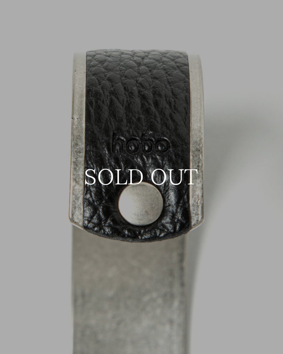 画像3: hobo  BRASS BRACELET WIDE with SHRINK LEATHER (BLACK) (3)