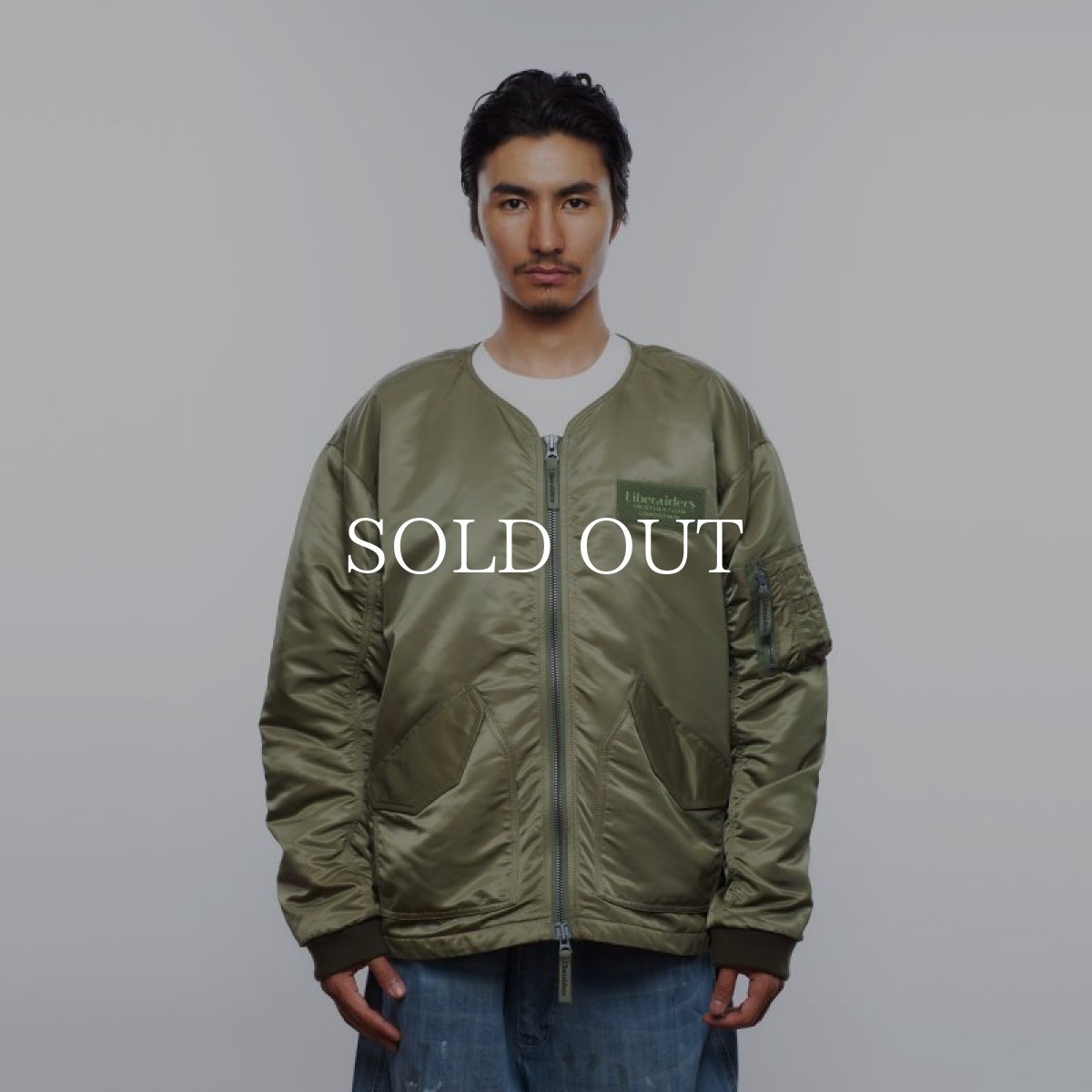 画像11: Liberaiders  COLLARLESS FLIGHT JACKET (OLIVE) (11)
