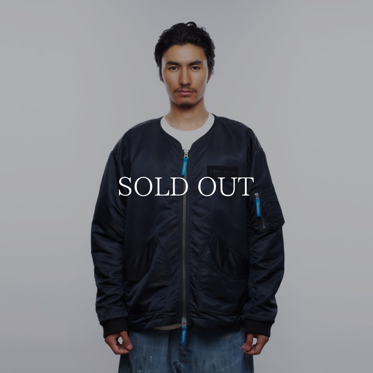 画像10: Liberaiders  COLLARLESS FLIGHT JACKET (BLACK) (10)