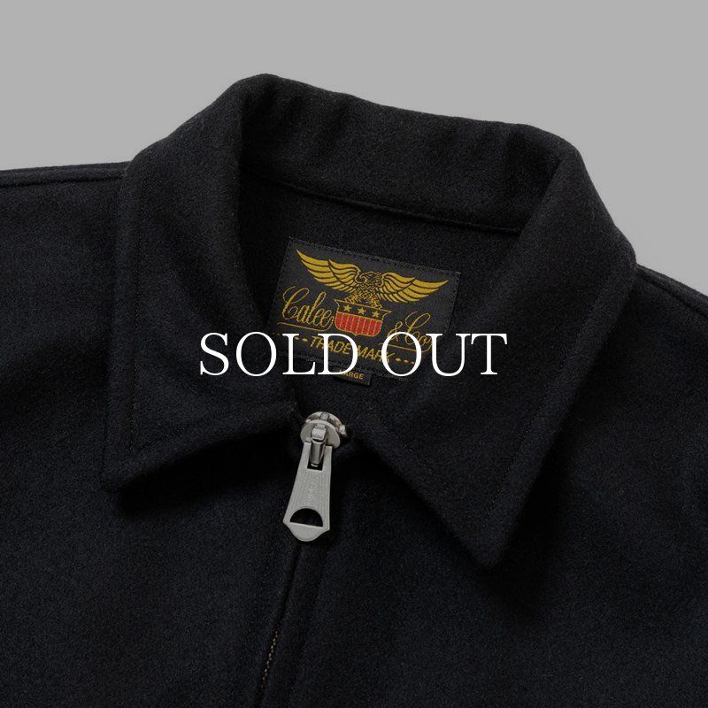 CALEE MELTON WOOL SPORTS TYPE JACKET ＜PLANE＞ (BLACK) CL-23AW055