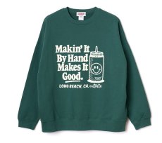 画像1: CUTRATE  ×VENICE8 COFFEE HOUSE SMILEY FACE DISPENSER DROP CREW NECK SWEAT (GREEN) (1)