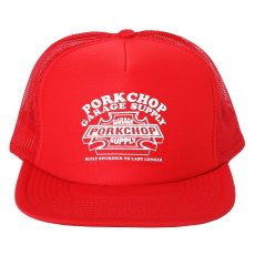 画像1: PORKCHOP GARAGE SUPPLY  3D B&S MESH CAP (RED) (1)