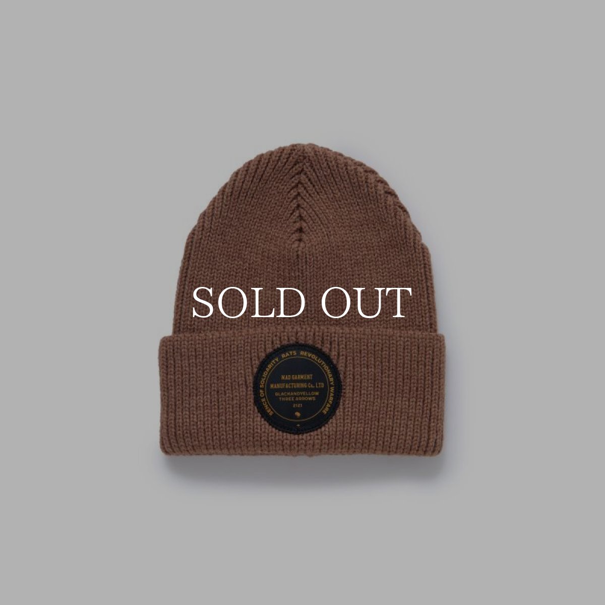 画像1: RATS  KNIT CAP CIRCLE PATCH (BROWN) (1)