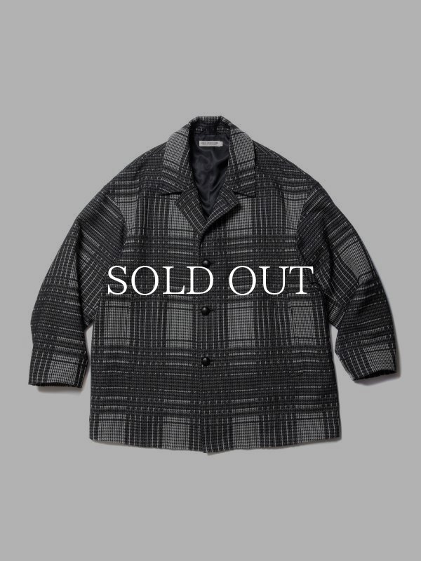 COOTIE Jacquard Check Wool Short Chester Coat (Black) CTE-23A215