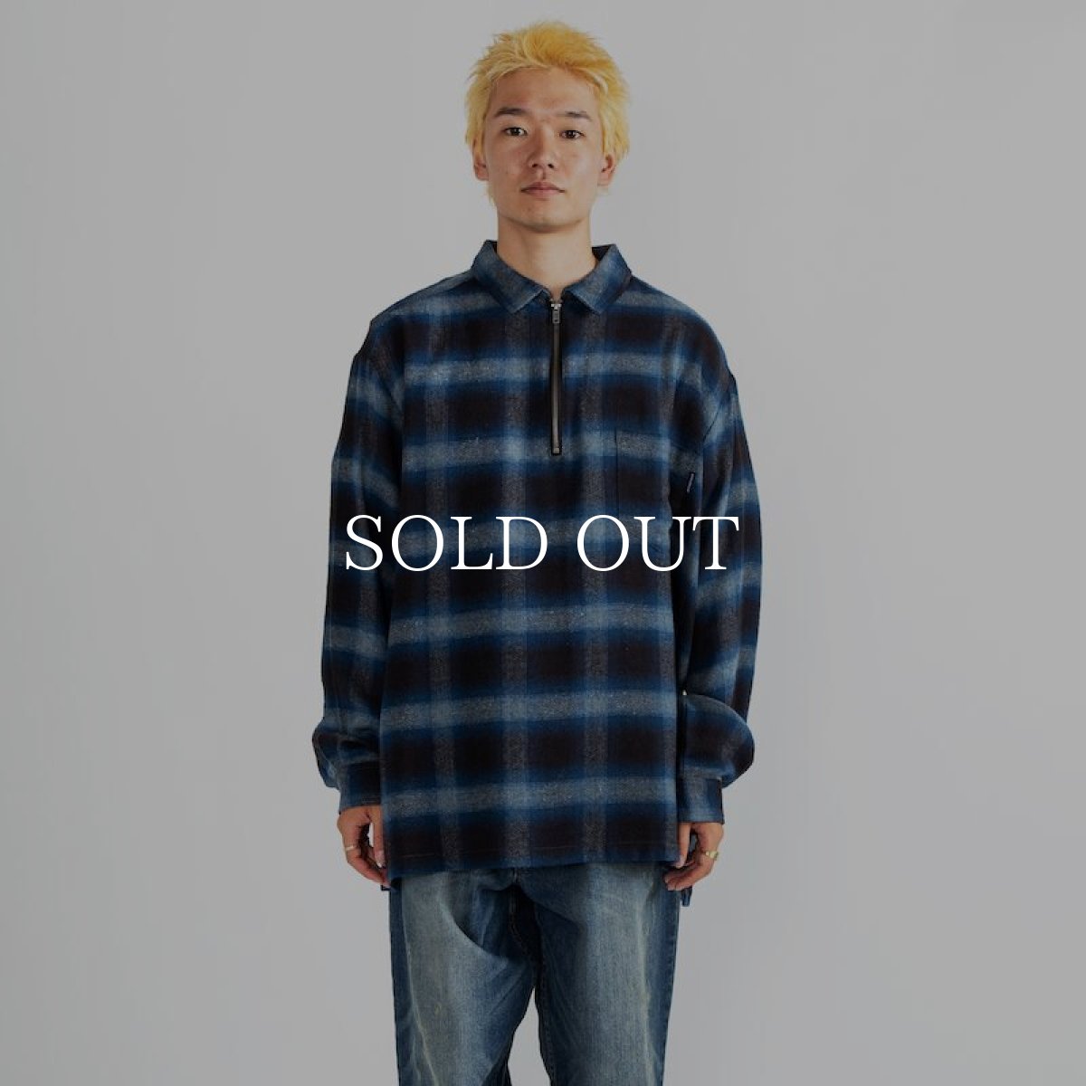 画像2: APPLEBUM  L/S Half Zip Nel Shirt (Blue) (2)