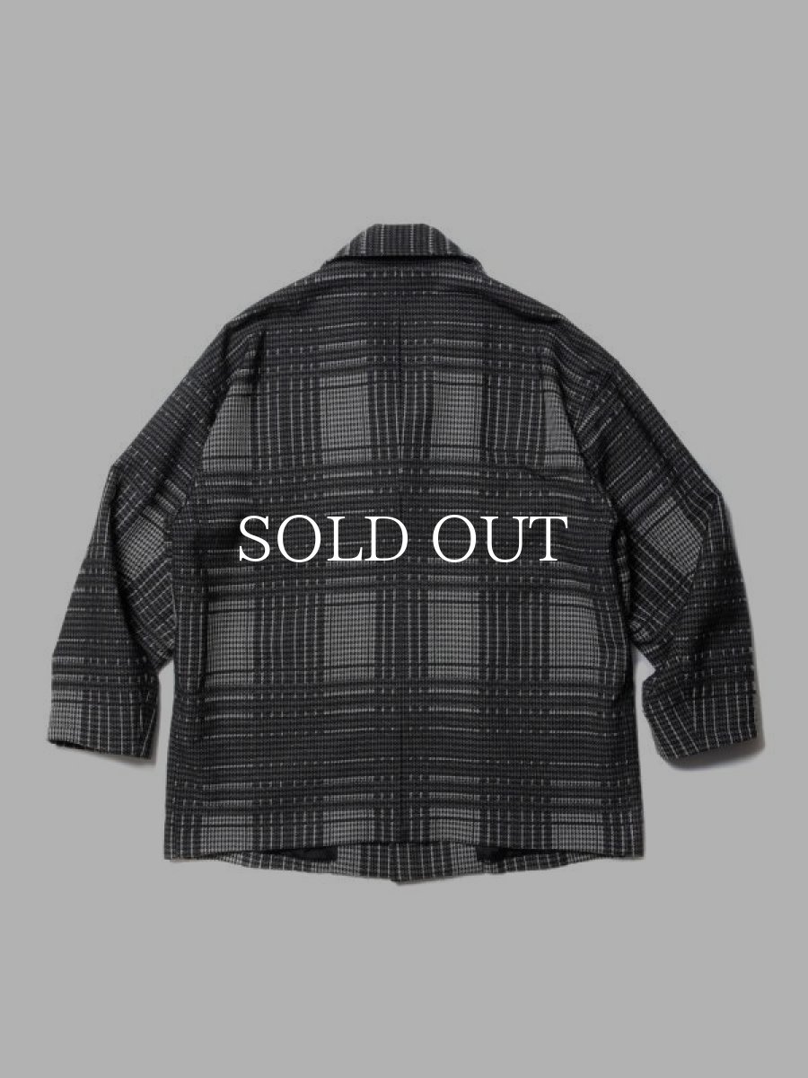 画像2: COOTIE   Jacquard Check Wool Short Chester Coat (Black) (2)