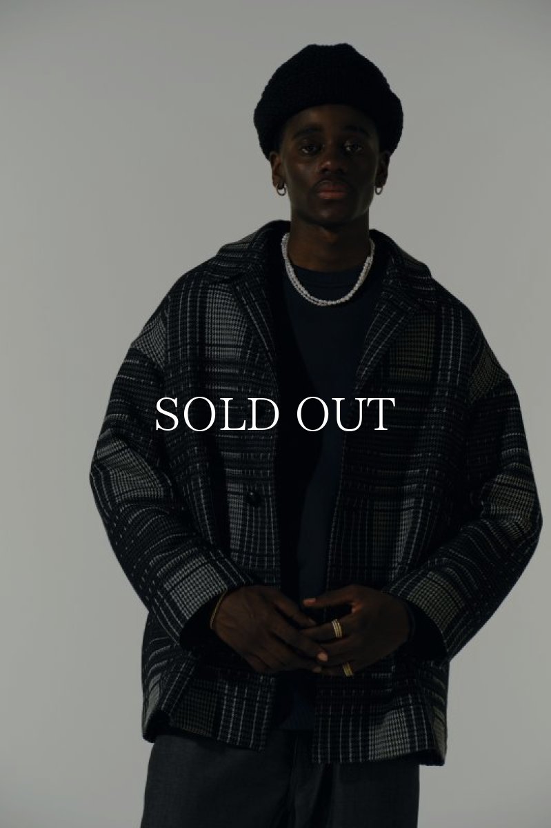 画像5: COOTIE   Jacquard Check Wool Short Chester Coat (Black) (5)