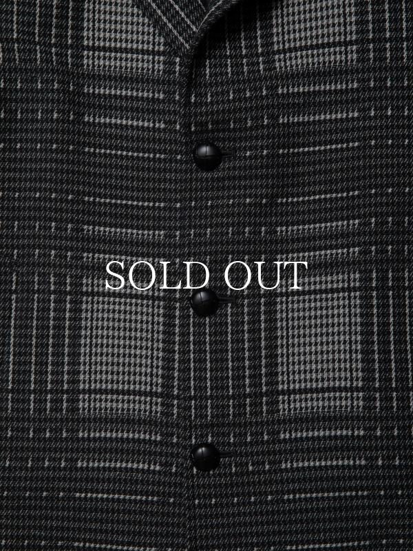 COOTIE PRODUCTIONS Jacquard Check Wool Short Chester Coat (Black
