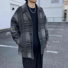 画像7: COOTIE   Jacquard Check Wool Short Chester Coat (Black) (7)