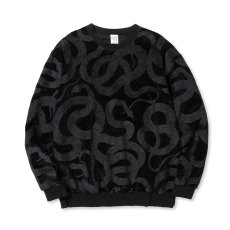 画像1: CALEE  ALLOVER SNAKE PATTERN VELOUR CREW NECK SH  (1)