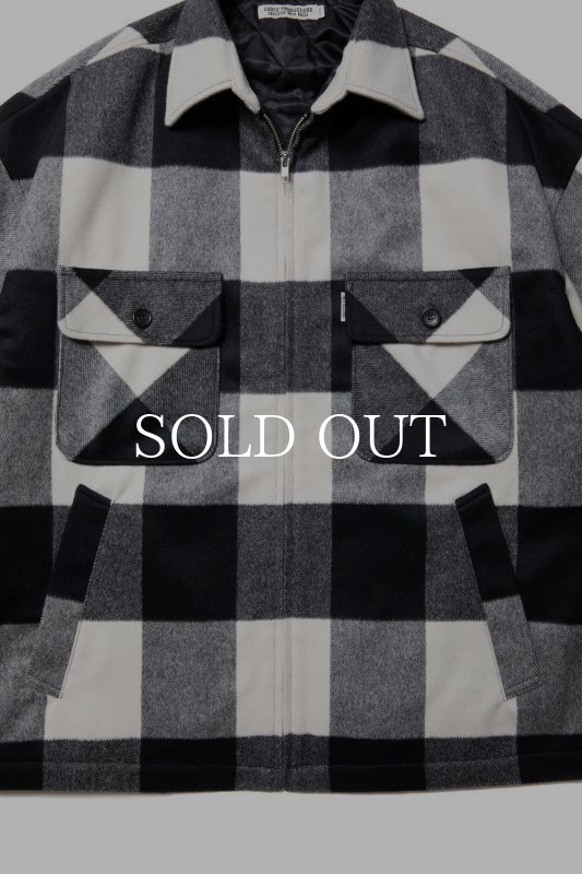 COOTIE PRODUCTIONS Buffalo Check Wool Zip Up CPO Jacket CTE-23A214