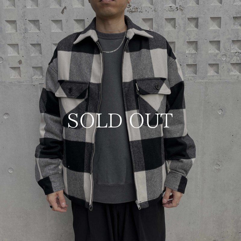 COOTIE クーティー バッファローチェック ジャケット BLK GRY COOTIE PRODUCTIONS Buffalo Check Wool Zip Up CPO Jacket CTE-23A214