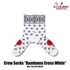 画像1: COOKMAN  ソックス Crew Socks Bandanna Cross White (1)