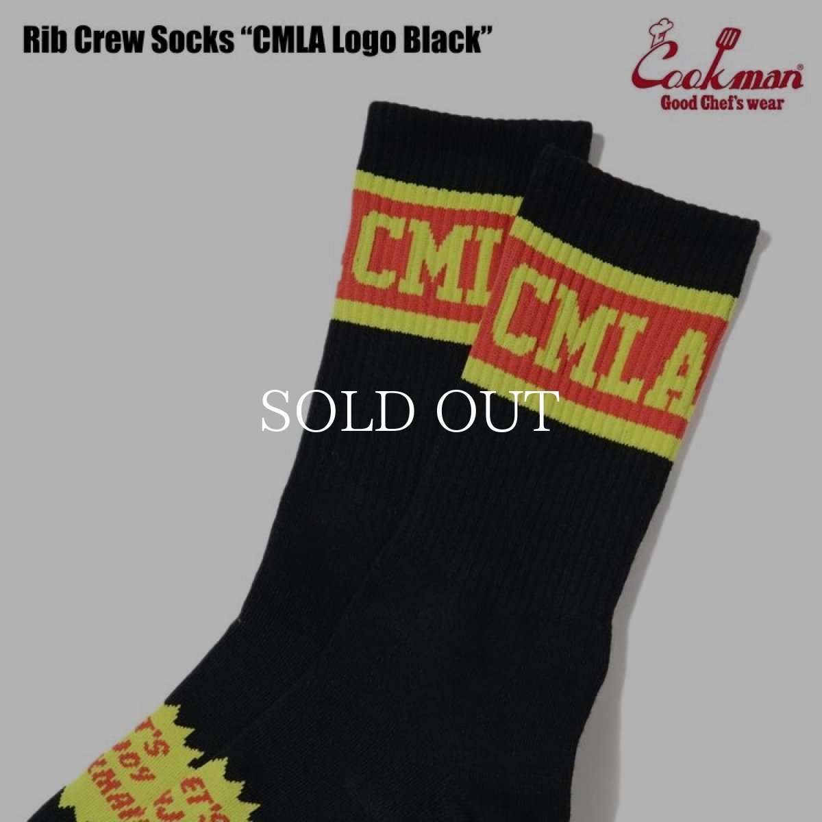 画像4: COOKMAN  ソックス Rib Crew Socks CMLA logo Black (4)