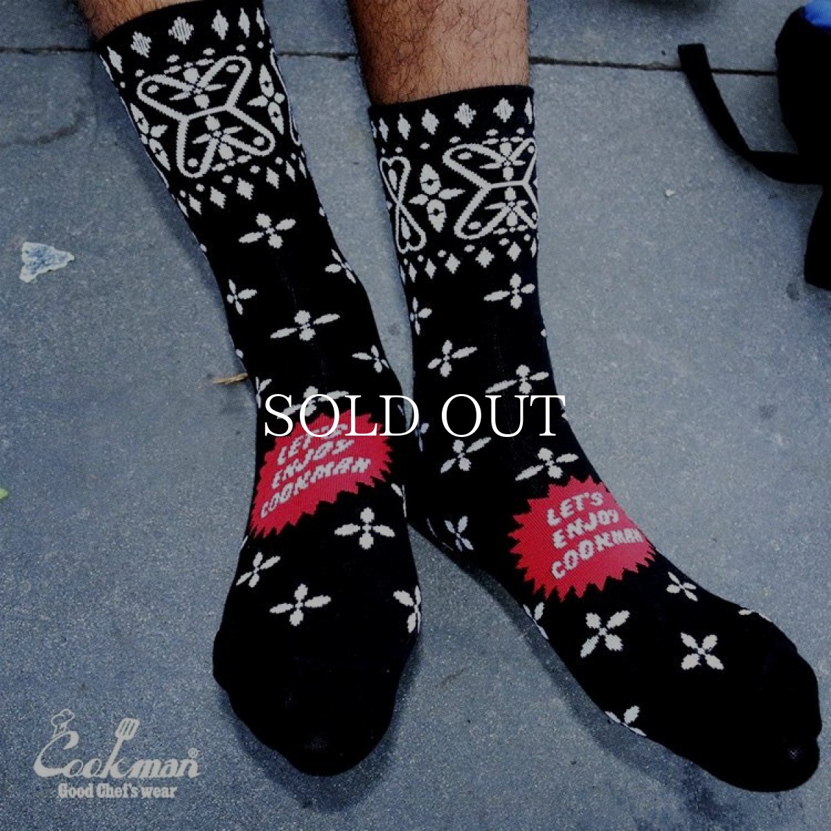 画像5: COOKMAN  ソックス Crew Socks Bandanna Cross Black (5)
