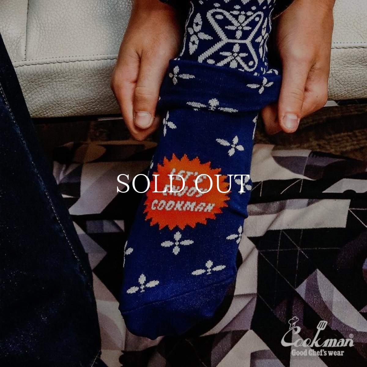 画像9: COOKMAN  ソックス Crew Socks Bandanna Cross Navy (9)