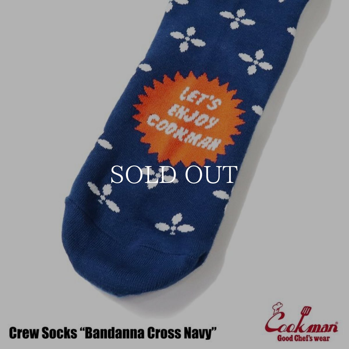 画像2: COOKMAN  ソックス Crew Socks Bandanna Cross Navy (2)