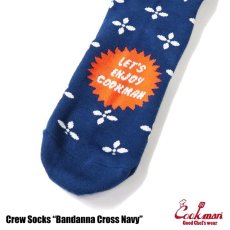 画像2: COOKMAN  ソックス Crew Socks Bandanna Cross Navy (2)