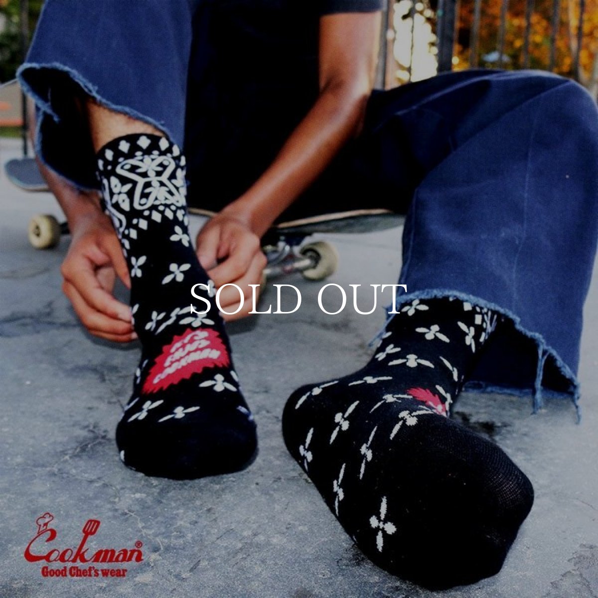 画像12: COOKMAN  ソックス Crew Socks Bandanna Cross Black (12)