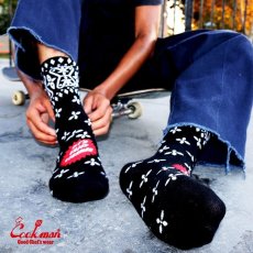 画像12: COOKMAN  ソックス Crew Socks Bandanna Cross Black (12)