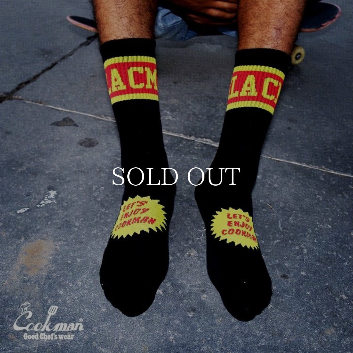 画像7: COOKMAN  ソックス Rib Crew Socks CMLA logo Black (7)