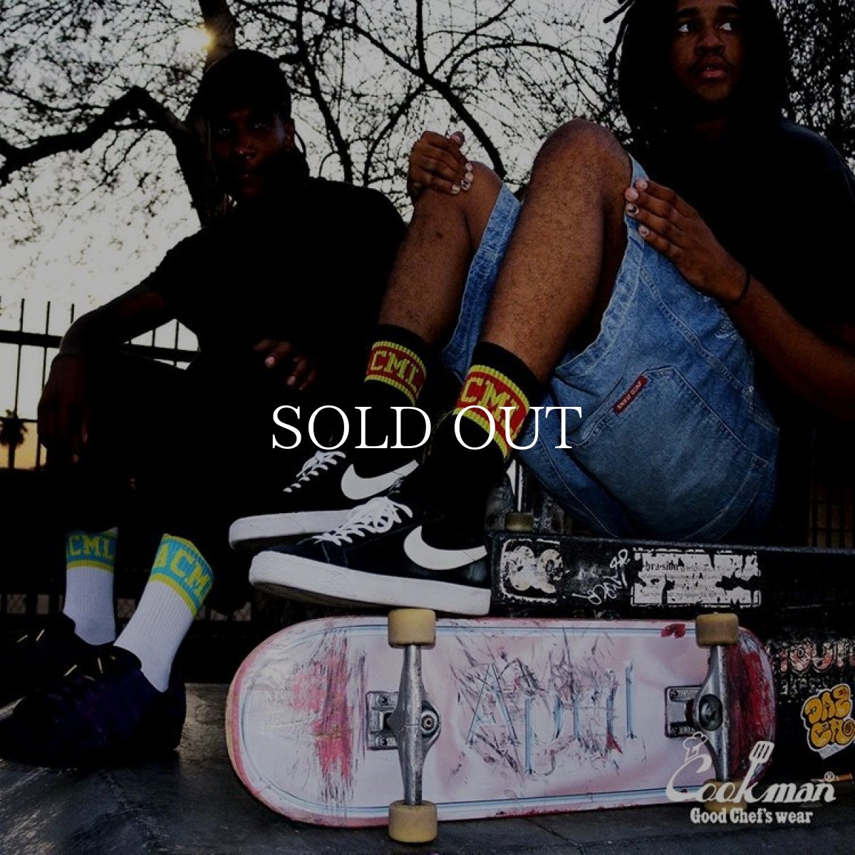 画像8: COOKMAN  ソックス Rib Crew Socks CMLA logo White (8)