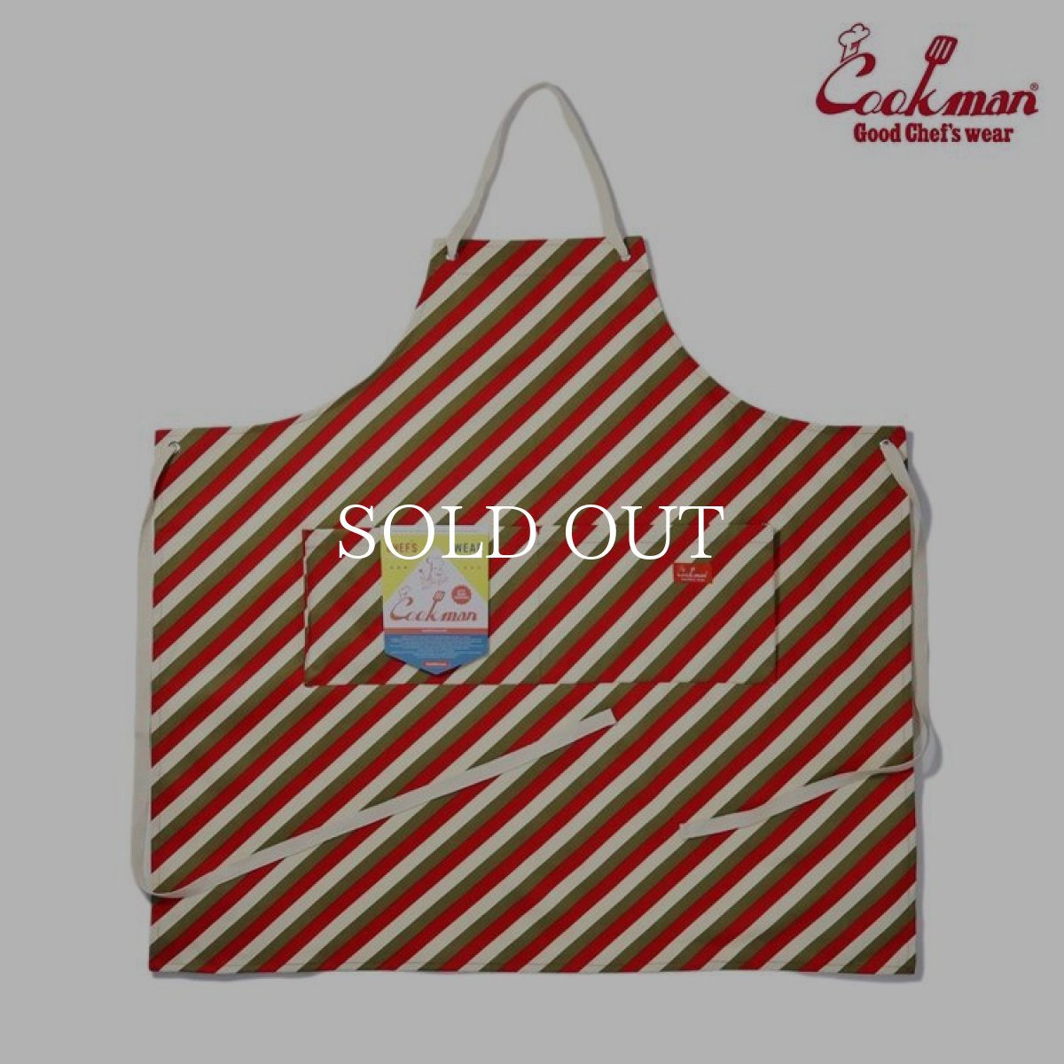 画像2: COOKMAN  ワイドポケットエプロン Wide Pocket Apron Candy Stripe Red (2)