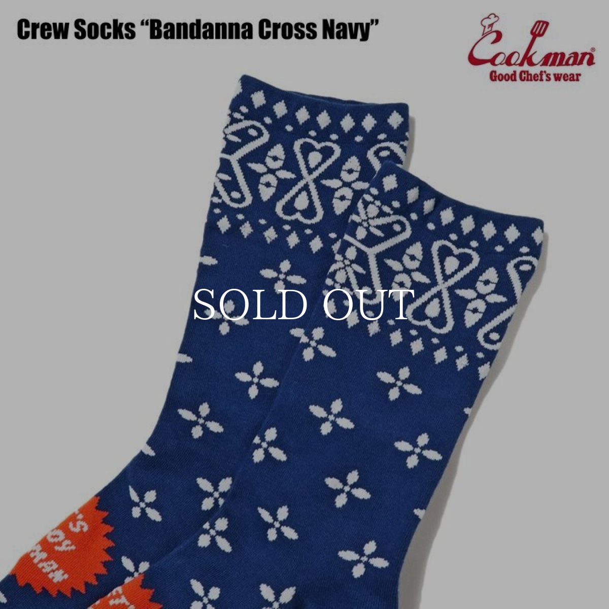 画像4: COOKMAN  ソックス Crew Socks Bandanna Cross Navy (4)