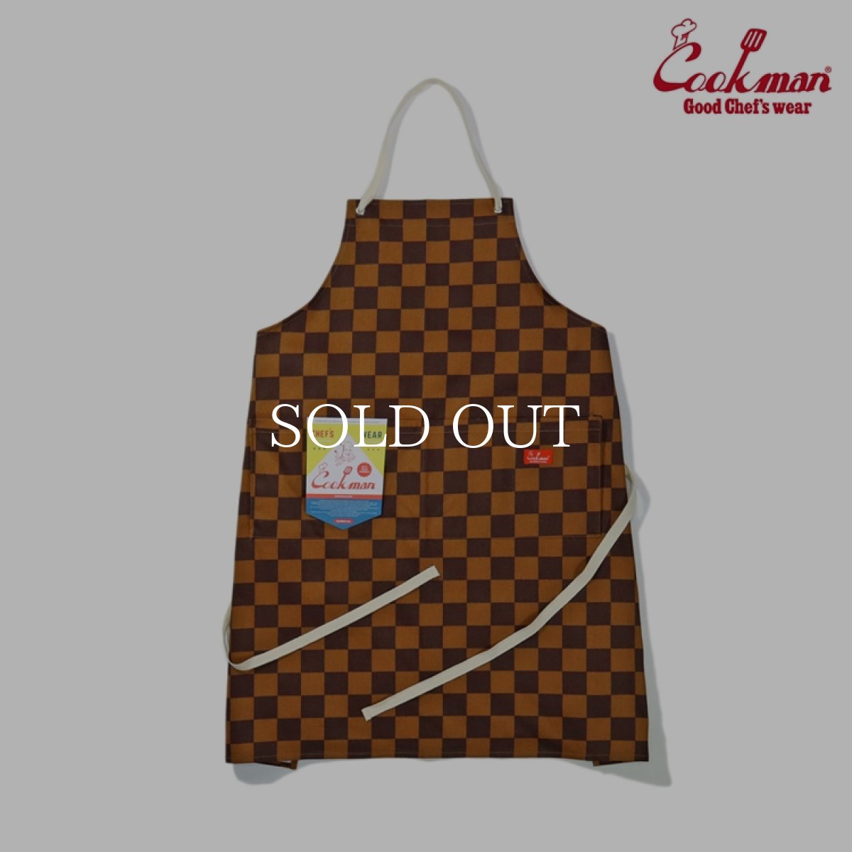 画像1: COOKMAN  ワイドポケットエプロン Wide Pocket Apron Checker Brown (1)
