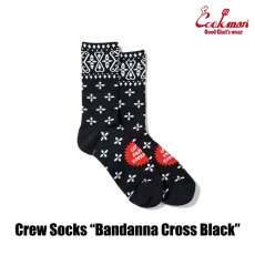 画像3: COOKMAN  ソックス Crew Socks Bandanna Cross Black (3)