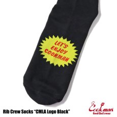 画像2: COOKMAN  ソックス Rib Crew Socks CMLA logo Black (2)