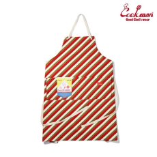 画像1: COOKMAN  ワイドポケットエプロン Wide Pocket Apron Candy Stripe Red (1)