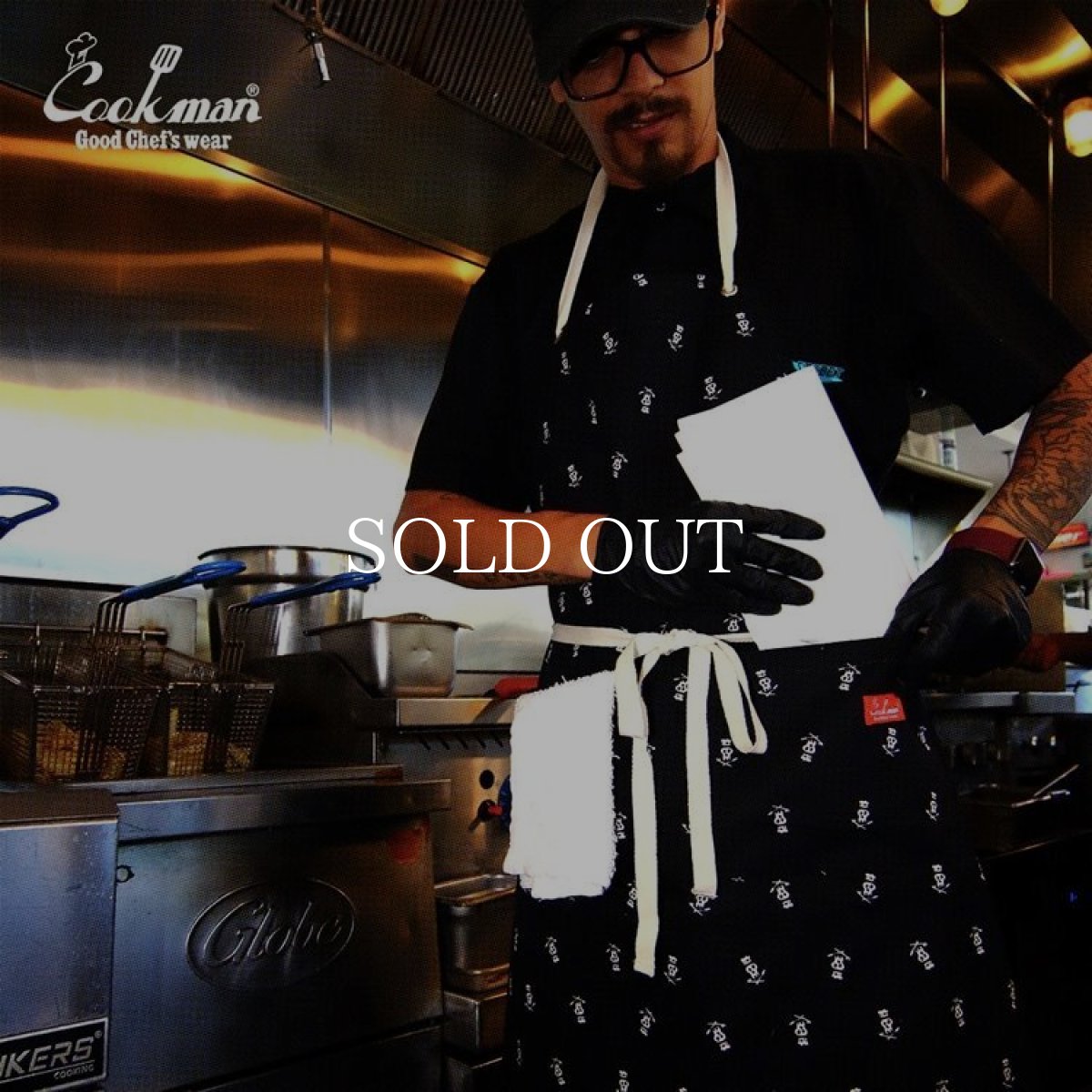 画像7: COOKMAN  ワイドポケットエプロン Wide Pocket Apron Skull Black (7)