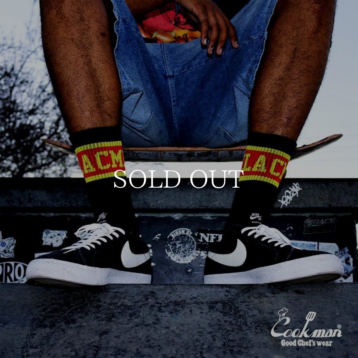 画像9: COOKMAN  ソックス Rib Crew Socks CMLA logo Black (9)