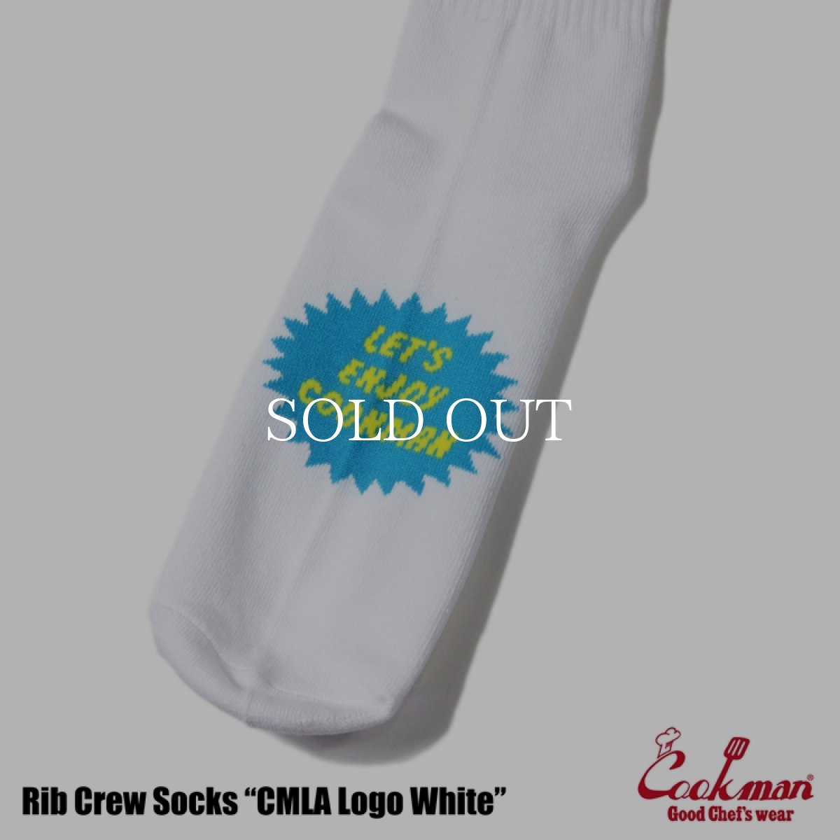 画像2: COOKMAN  ソックス Rib Crew Socks CMLA logo White (2)