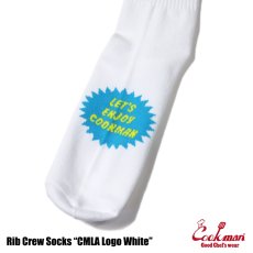 画像2: COOKMAN  ソックス Rib Crew Socks CMLA logo White (2)