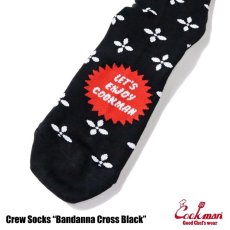 画像2: COOKMAN  ソックス Crew Socks Bandanna Cross Black (2)