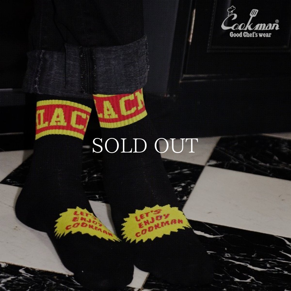 画像15: COOKMAN  ソックス Rib Crew Socks CMLA logo Black (15)
