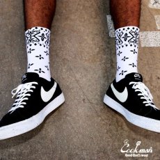 画像6: COOKMAN  ソックス Crew Socks Bandanna Cross White (6)