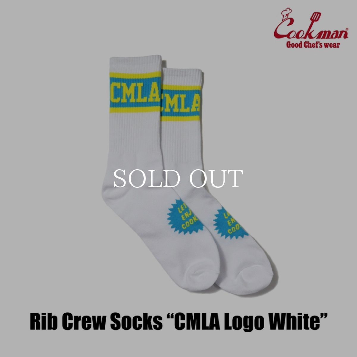 画像3: COOKMAN  ソックス Rib Crew Socks CMLA logo White (3)