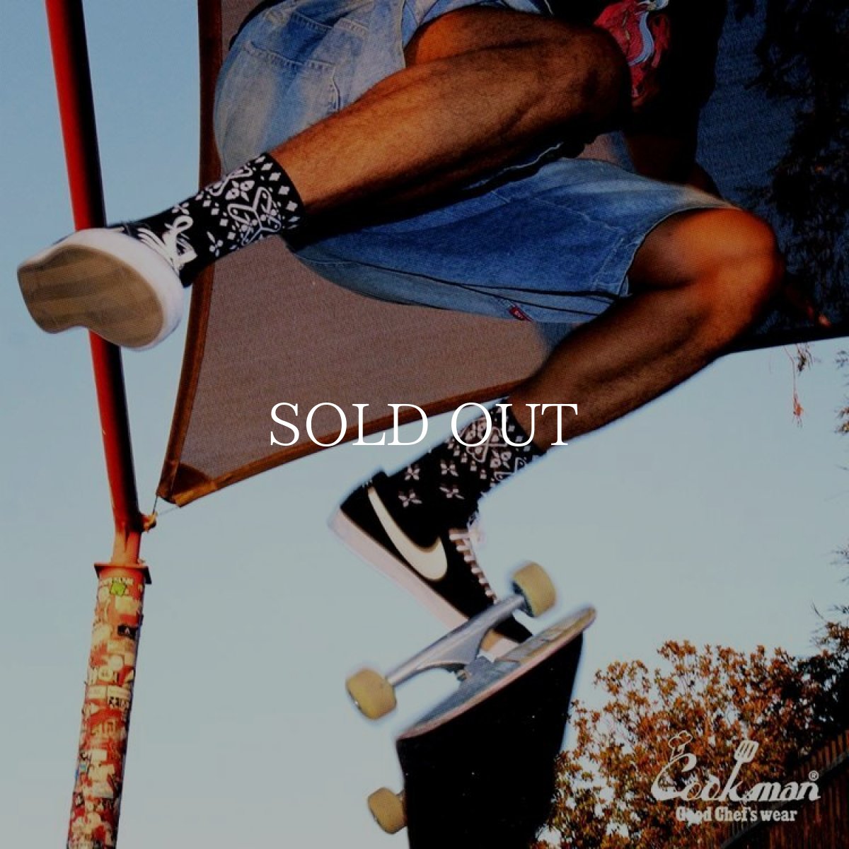 画像10: COOKMAN  ソックス Crew Socks Bandanna Cross Black (10)