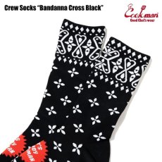 画像4: COOKMAN  ソックス Crew Socks Bandanna Cross Black (4)