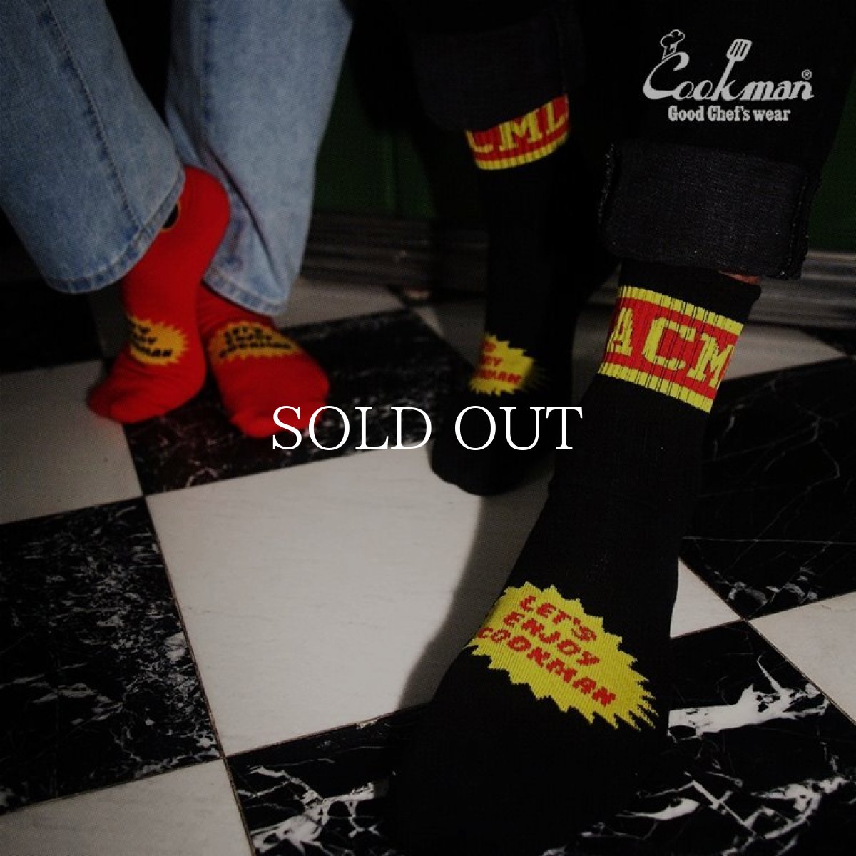 画像14: COOKMAN  ソックス Rib Crew Socks CMLA logo Black (14)
